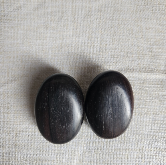 VTG Gerda Lynggaard Monies Brown/Black Oversized Oval Clip-black Earrings